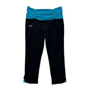 Under Armour Tights Women's Size Small Black Turquoise Capri Leggings